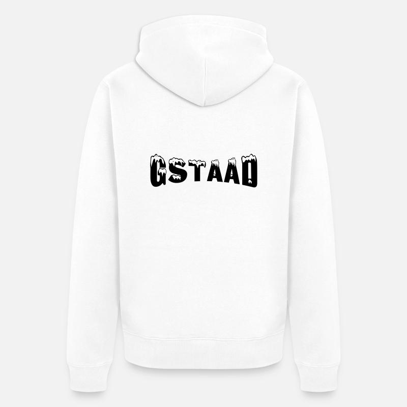 Gstaad station de ski (neige) - Veste à capuche bio Premium Unisexe - blanc