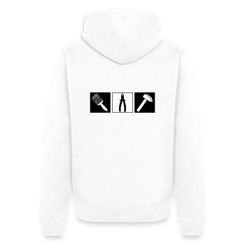 Hausmeister - Handwerker - Unisex Premium Bio Zip Hoodie - Weiß - Hinten - Thijin (182cm)