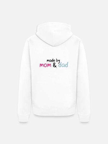 made by mom & dad - Unisex Premium Organic Zip Hoodie - white