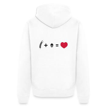 Weizen plus Hopfen gleich Liebe 2c - Unisex Premium Bio Zip Hoodie - Weiß - Hinten - Thijin (182cm)