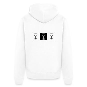 3 Weingläser - Unisex Premium Bio Zip Hoodie - Weiß - Hinten - Thijin (182cm)