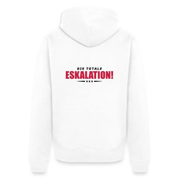 eskalation totale design - Unisex Premium Bio Zip Hoodie - Weiß - Hinten - Thijin (182cm)