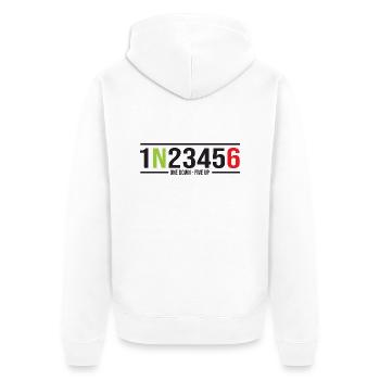 Motorcycle Gears 1N23456 One Down-Five Up - Unisex Premium Organic Zip Hoodie - white - Back - Thijin (182cm)