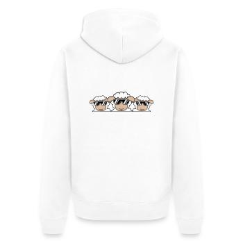 3 DJ Schafe Hinter Zaun Mauer Sonnenbrille Freunde - Unisex Premium Bio Zip Hoodie - Weiß - Hinten - Thijin (182cm)