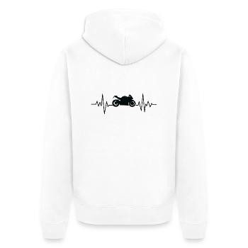 Moto Rider Heart Rate - Unisex Premium Organic Zip Hoodie - white - Back - Thijin (182cm)