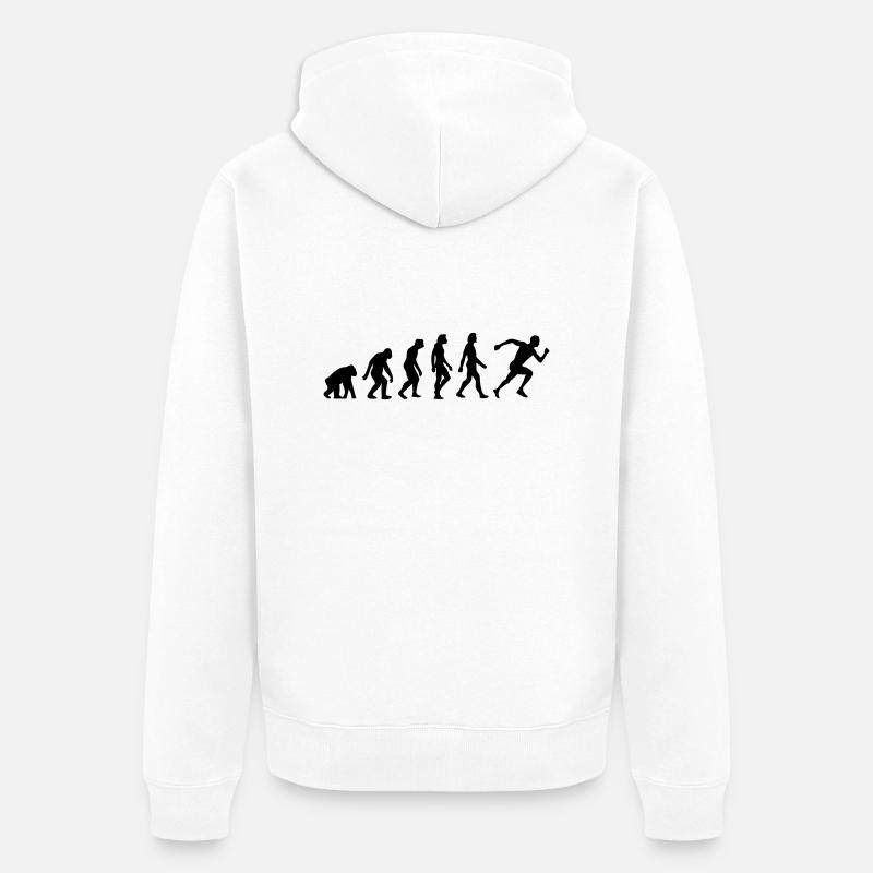 L évolution de la course - Veste à capuche bio Premium Unisexe - blanc