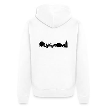 Gießen Skyline - Unisex Premium Bio Zip Hoodie - Weiß - Hinten - Thijin (182cm)