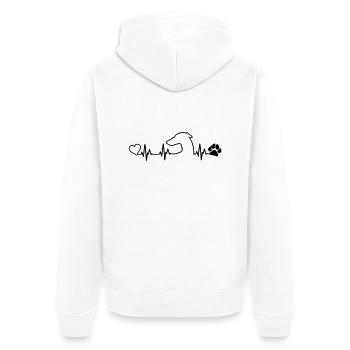 GALGO ESPANOL Heartbeat - Unisex Premium Bio Zip Hoodie - Weiß - Hinten - Thijin (182cm)