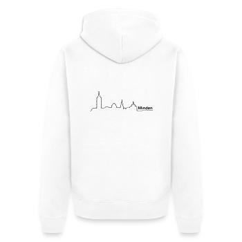 minden skyline - Unisex Premium Bio Zip Hoodie - Weiß - Hinten - Thijin (182cm)