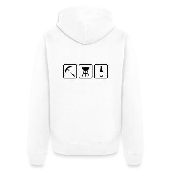 Wurst - Griller - Bier - Unisex Premium Bio Zip Hoodie - Weiß - Hinten - Thijin (182cm)
