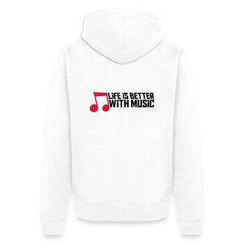 Life is Better with Music note cool party logo fei - Unisex Premium Bio Zip Hoodie - Weiß - Hinten - Thijin (182cm)