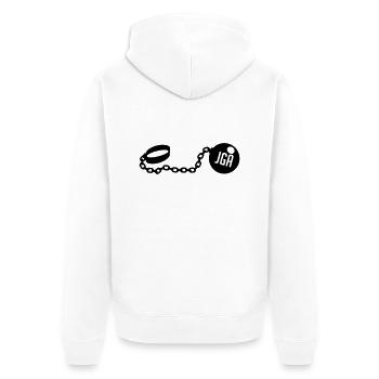jga_kette_nu1 - Unisex Premium Bio Zip Hoodie - Weiß - Hinten - Thijin (182cm)