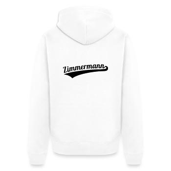 Zimmermann - Unisex Premium Bio Zip Hoodie - Weiß - Hinten - Thijin (182cm)