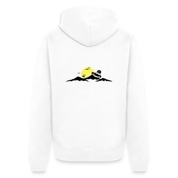 Reise - Berge Auto - Unisex Premium Bio Zip Hoodie - Weiß - Hinten - Thijin (182cm)
