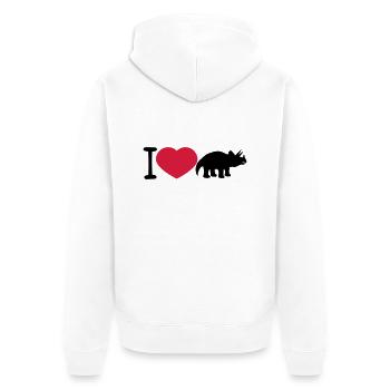 i love heart love triceratops horns silhouette bla - Unisex Premium Organic Zip Hoodie - white - Back - Thijin (182cm)