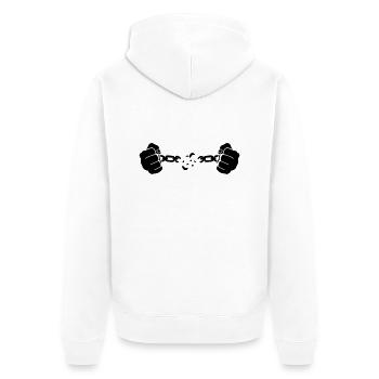 hand_kette_1 - Unisex Premium Bio Zip Hoodie - Weiß - Hinten - Thijin (182cm)