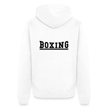 BOXING - Unisex Premium Bio Zip Hoodie - Weiß - Hinten - Thijin (182cm)