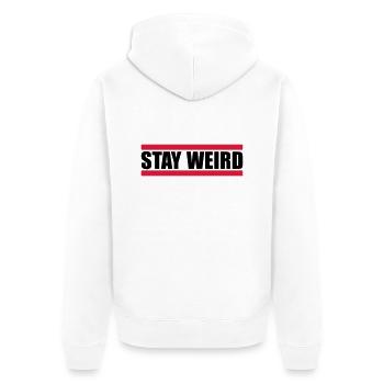 Lustig Stay Weird - Unisex Premium Bio Zip Hoodie - Weiß - Hinten - Thijin (182cm)