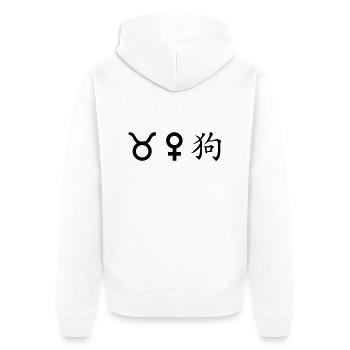 stier venus hund - Unisex Premium Bio Zip Hoodie - Weiß - Hinten - Thijin (182cm)