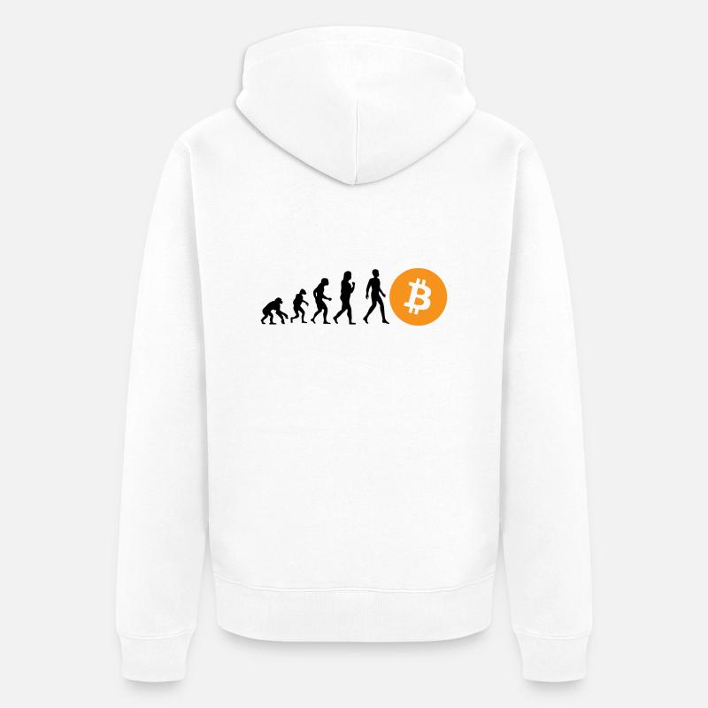 Évolution cryptographique du BTC Bitcoin - Veste à capuche bio Premium Unisexe - blanc