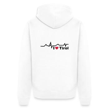 Herzschlag Tirol - Unisex Premium Bio Zip Hoodie - Weiß - Hinten - Thijin (182cm)
