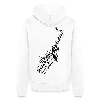 Saxophon Musikinstrument Musiker Band Horn * - Unisex Premium Bio Zip Hoodie - Weiß - Hinten - Thijin (182cm)