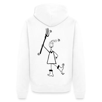 Mädchen vom Land Mistgabel Gummistiefel - Unisex Premium Bio Zip Hoodie - Weiß - Hinten - Thijin (182cm)