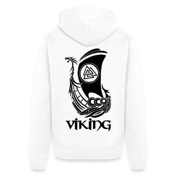 Black Viking Ship - Unisex Premium Organic Zip Hoodie - white - Back - Thijin (182cm)