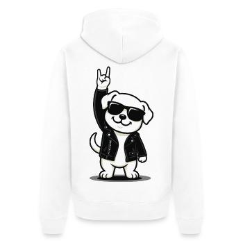 Chiot rock 'n' roll - Veste à capuche bio Premium Unisexe - blanc - Dos - Thijin (182cm)