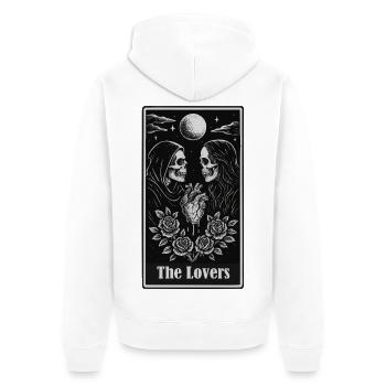 Skeleton Lovers Gothic Tarot Heart Design - Unisex Premium Bio Zip Hoodie - Weiß - Hinten - Thijin (182cm)
