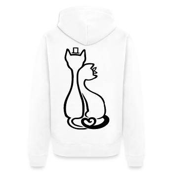 Art élégant du couple de chats | Style amour et romance - Veste à capuche bio Premium Unisexe - blanc - Dos - Thijin (182cm)