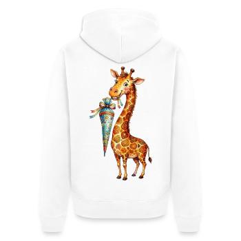 Cute Giraffe Back to School with School Cone - Unisex Premium Organic Zip Hoodie - white - Back - Thijin (182cm)