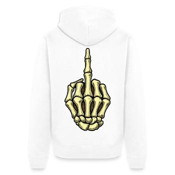 Skeletthand Mittelfinger - Unisex Premium Bio Zip Hoodie - Weiß - Hinten - Thijin (182cm)