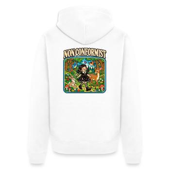 Nonkonformistische Wald-Lolita - Unisex Premium Bio Zip Hoodie - Weiß - Hinten - Thijin (182cm)