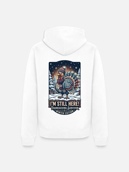 Thanksgiving Survivor - Winter Turkey - Unisex Premium Bio Zip Hoodie - Weiß
