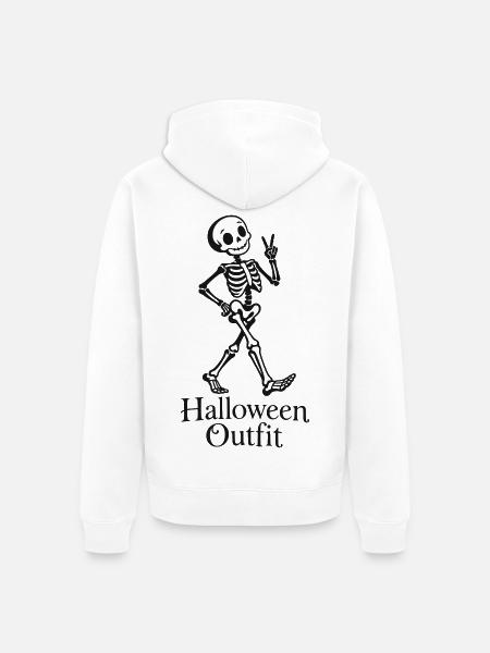 Faules Halloween-Outfit Skelettfrieden - Unisex Premium Bio Zip Hoodie - Weiß