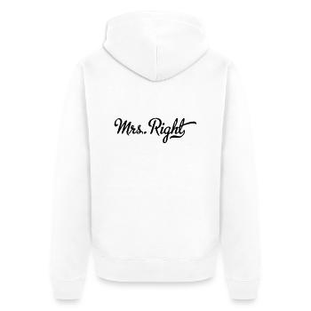 Mrs. Right - Unisex Premium Bio Zip Hoodie - Weiß - Hinten - Thijin (182cm)