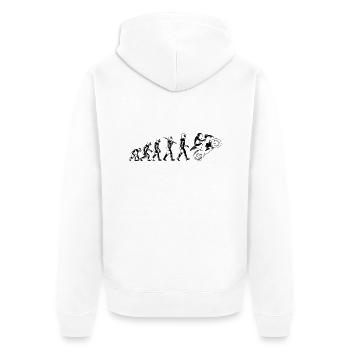 motorcycle evolution wheelie white print - Unisex Premium Organic Zip Hoodie - white - Back - Thijin (182cm)