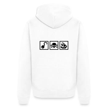 Pirat - Unisex Premium Bio Zip Hoodie - Weiß - Hinten - Thijin (182cm)