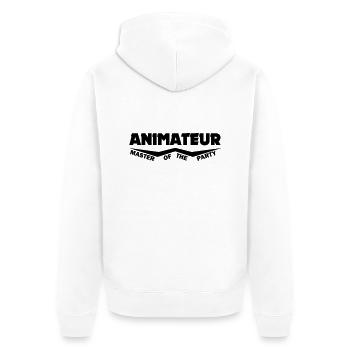 animateur - master of the party - Unisex Premium Bio Zip Hoodie - Weiß - Hinten - Thijin (182cm)