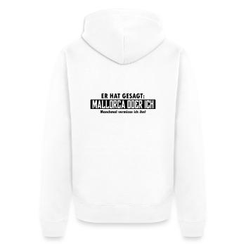 mallorca oder ich - Unisex Premium Bio Zip Hoodie - Weiß - Hinten - Thijin (182cm)