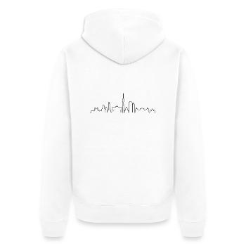 Skyline - Berlin - Unisex Premium Bio Zip Hoodie - Weiß - Hinten - Thijin (182cm)