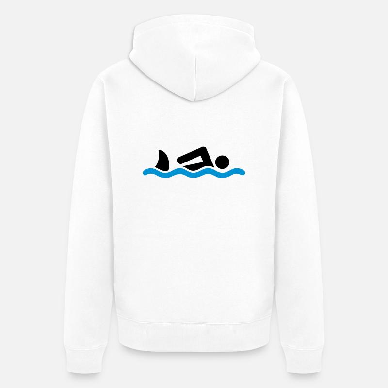 nager avec le requin - Veste à capuche bio Premium Unisexe - blanc