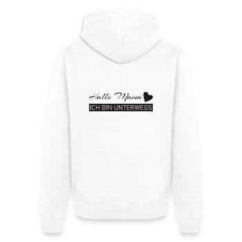 Hallo Papa - ich bin unterwegs - Unisex Premium Bio Zip Hoodie - Weiß - Hinten - Thijin (182cm)