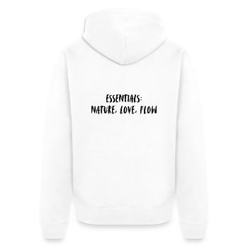 Essentials: nature, love, flow. - Unisex Premium Bio Zip Hoodie - Weiß - Hinten - Thijin (182cm)