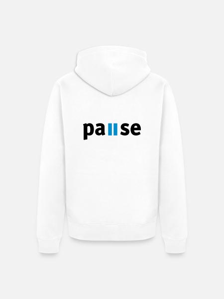 Pause - Unisex Premium Organic Zip Hoodie - white