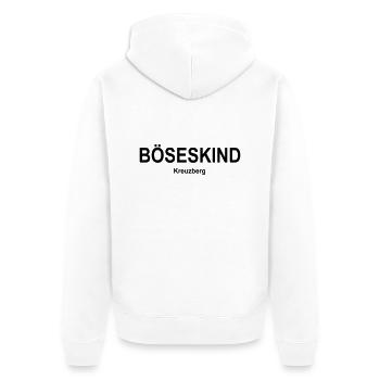 Böseskind Kreuzberg - Unisex Premium Bio Zip Hoodie - Weiß - Hinten - Thijin (182cm)