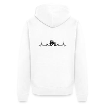 Herzschlag Landwirt Traktor - Unisex Premium Bio Zip Hoodie - Weiß - Hinten - Thijin (182cm)