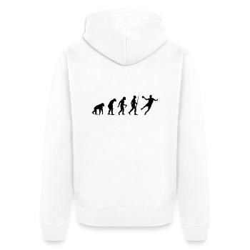 Handball Evolution - Unisex Premium Bio Zip Hoodie - Weiß - Hinten - Thijin (182cm)