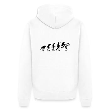 BMX Biker Evolution - Unisex Premium Bio Zip Hoodie - Weiß - Hinten - Thijin (182cm)